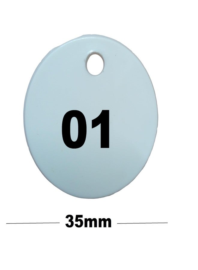 موريل عملات معدنية دائرية الشكل من البلاستيك الأبيض المنقوش من موريل، من 1 إلى 100، مزودة بفتحة، للاستخدام في المتاجر، وألعاب الطاولة، والمتاجر، والمنازل، والمدارس. - Image 3